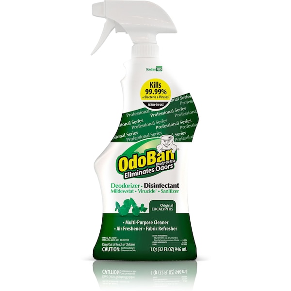 Odoban RTU Odor Eliminator/Disinfectant, Eucalyptus, 32 oz. Spray Bottle, PK12 - CCC 910062-QC12