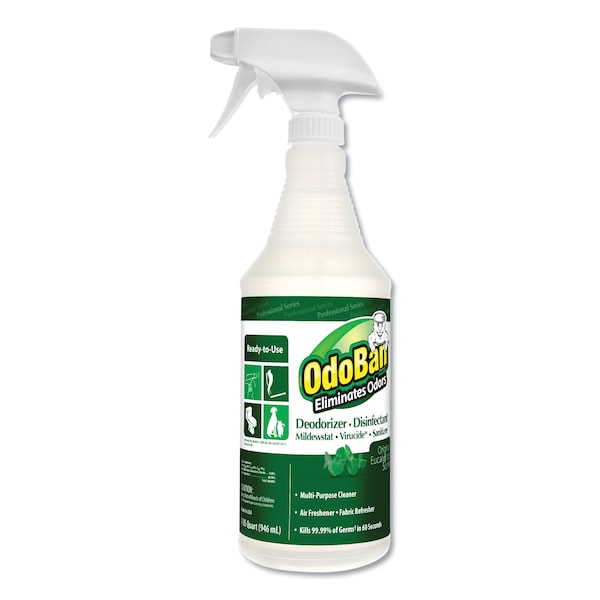 Odoban RTU Odor Eliminator/Disinfectant, Eucalyptus, 32 oz. Spray Bottle, PK12 - CCC 910062-QC12
