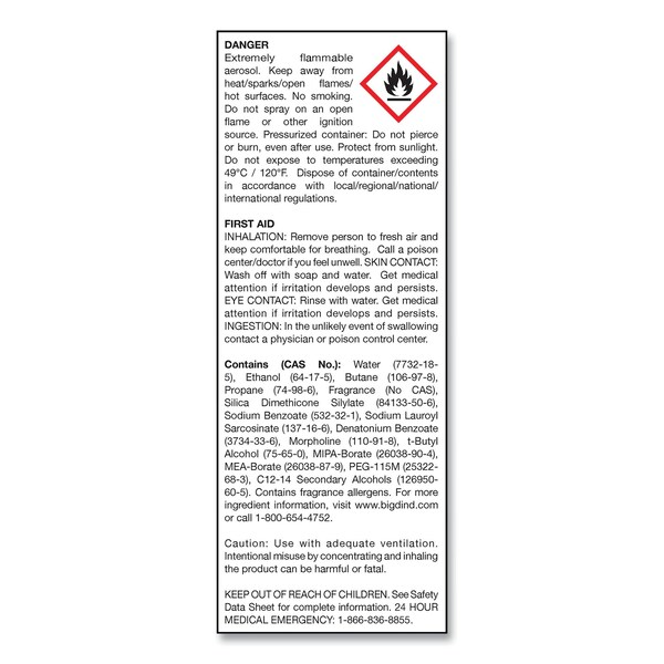 Big D No-Vacuum Carpet Freshener, Fresh Scent, 14 oz Aerosol, PK12 - 024100