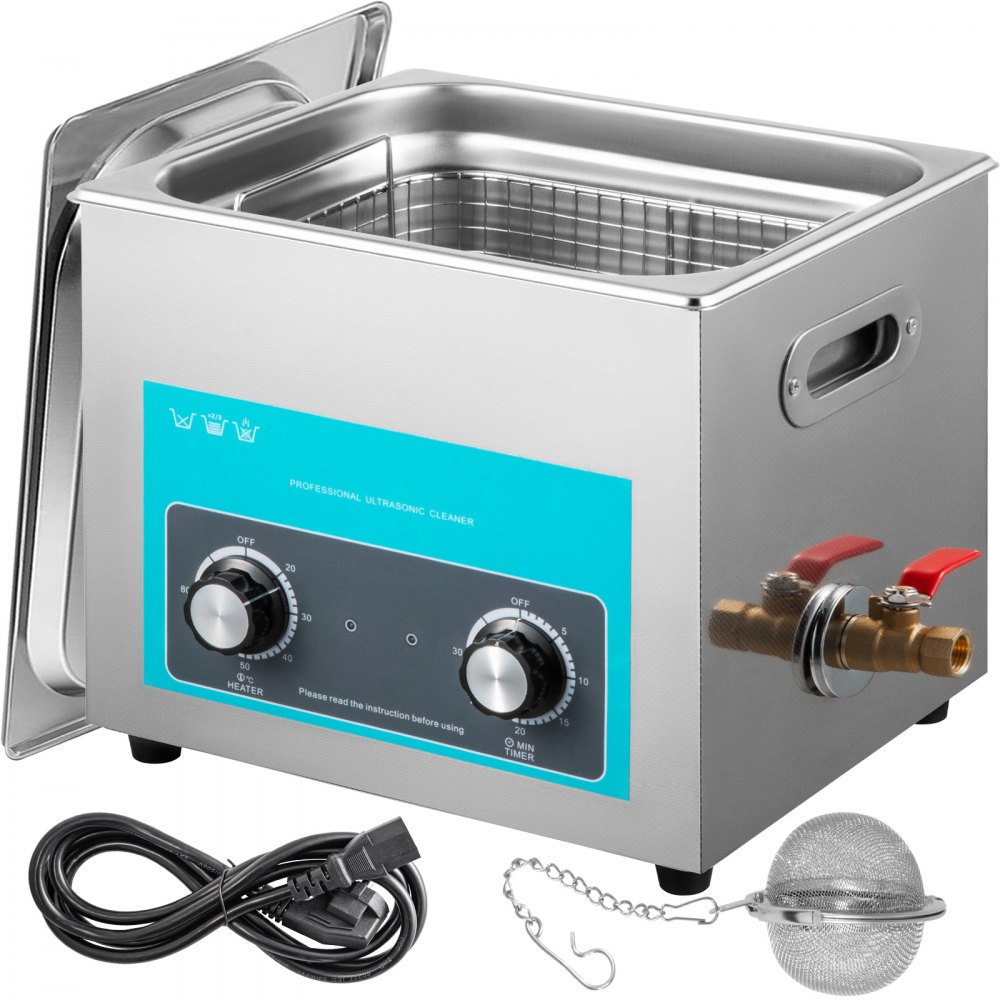 VEVOR 15L Ultrasonic Cleaner, 304 Stainless Steel Professional Knob Control, Ultrasonic Cleaner with Heater Timer for Jewelry Watch Glasses Circuit Board Dentures Small Parts Dental Instrument - QXJ15LXNS00000001V1
