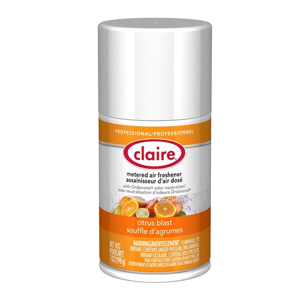 Claire Metered Air Freshener, 7 oz Aerosol Spray, Citrus Blast, 12PK - 1000003940