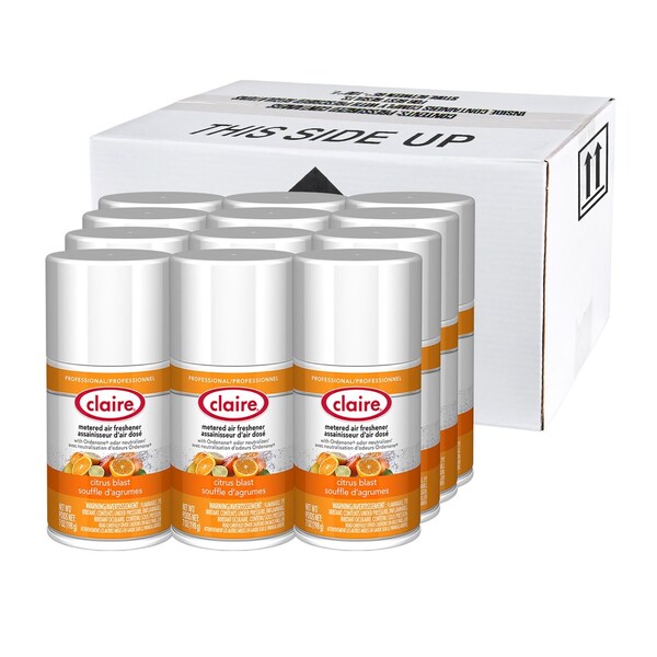 Claire Metered Air Freshener, 7 oz Aerosol Spray, Citrus Blast, 12PK - 1000003940