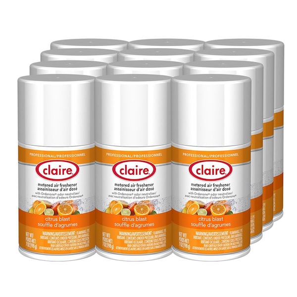 Claire Metered Air Freshener, 7 oz Aerosol Spray, Citrus Blast, 12PK - 1000003940