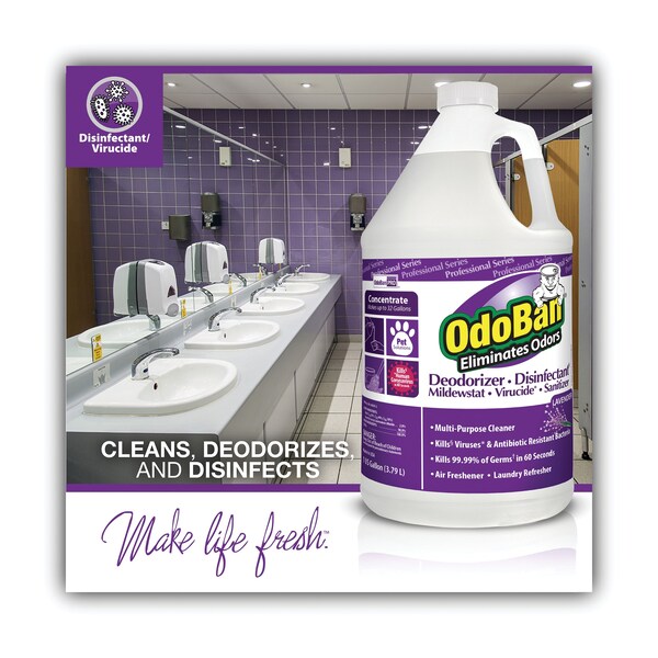Odoban Concentrate Odor Eliminator and Disinfectant, Lavender, 1 gal, PK4 - CCC 911162-G4