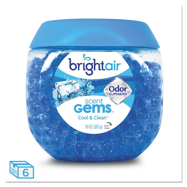 Bright Air Scent Gems Odor Eliminator, Cool and Clean, Blue, 10 oz, PK6 - BRI 900228
