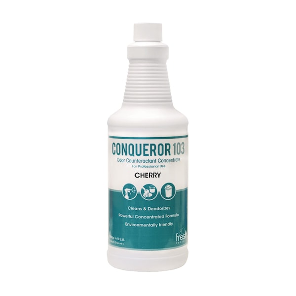 Fresh Products Conqueror 103 Odor Counteractant Concentrate, Cherry, 32 oz Btl, PK12 - 12-32WB-CH