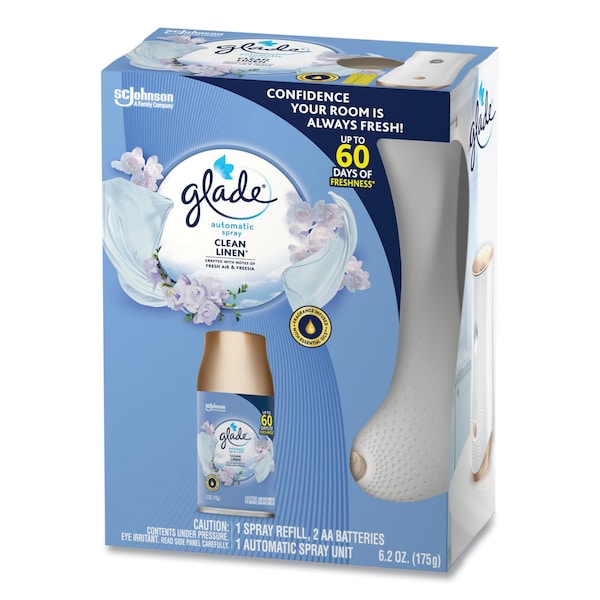 Glade Automatic Air Freshener Starter Kit, Spray Unit and Refill, Clean Linen, 6.2 oz - 310916