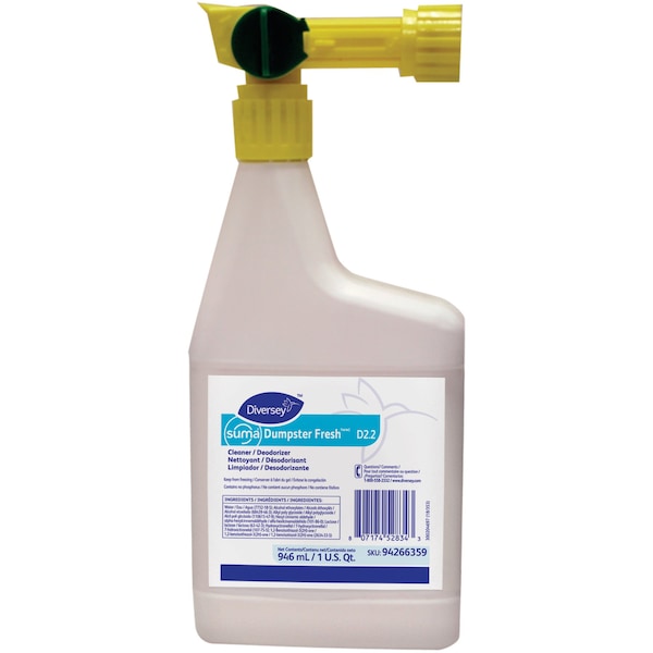 Diversey Cleaner and Deodorizer, Dumpster Fresh, 1 Quart, , Green, PK 4 - DVO94266359