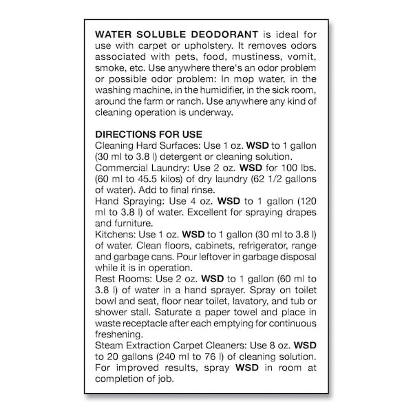 Big D Water-Soluble Deodorant, Lemon Scent, 1 gallon Bottles, PK4 - 161800