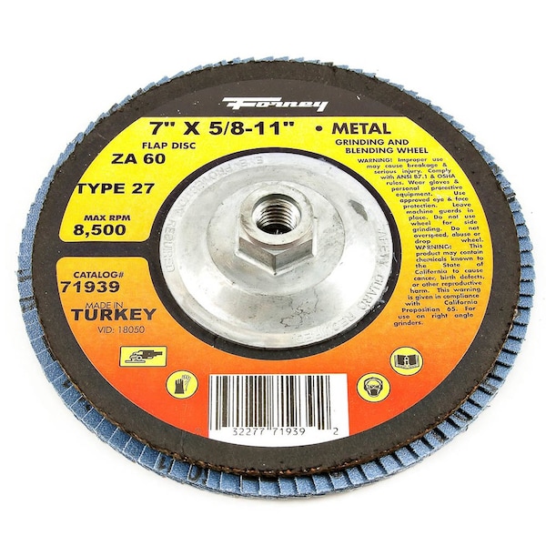 Disco de láminas Forney, Tipo 27, 7 pulgadas x 5/8 pulgadas-11, ZA60 - 71939