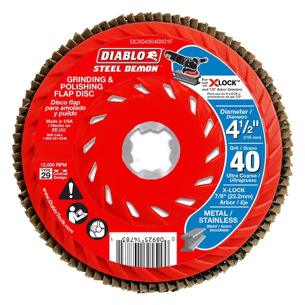 Discos de aleta para metal Diablo, 40G, 4-1/2 pulgadas de diámetro, paquete de 3 - DCX045040X03F
