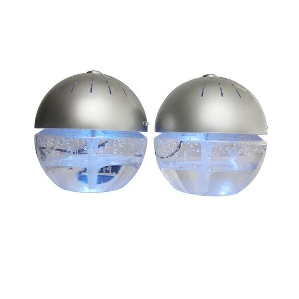 Ecogecko EcoGecko 75606-Silver-2PK 2 Units Earth Globe Glowing Water Air Washer; Silver - 75606-SILVER-2PK