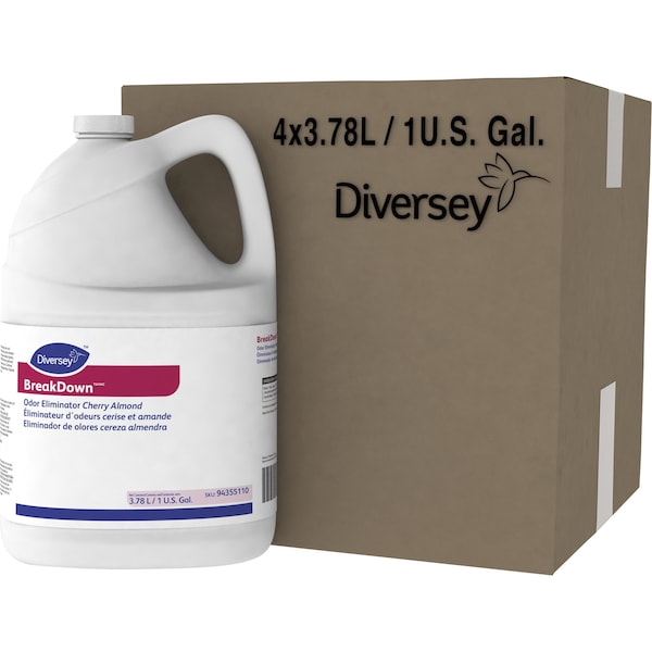 Diversey Odor Eliminator, Cherry Almond Scent, 1Gal, , Red, PK 4 - DVO94355110CT