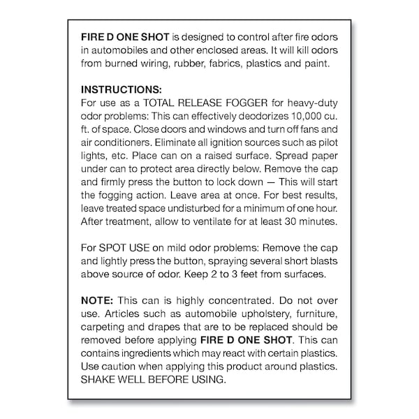 Big D Fire D One Shot Aerosol, 5 oz, PK12 - 020200