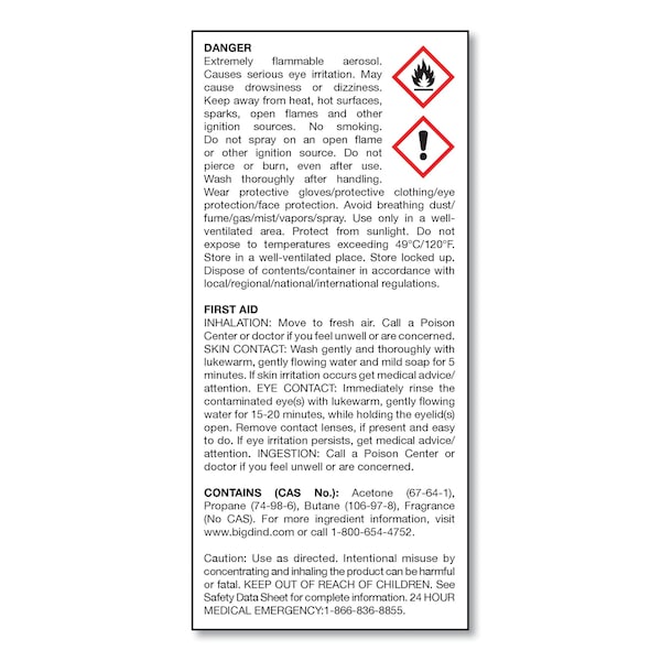 Big D Fire D One Shot Aerosol, 5 oz, PK12 - 020200