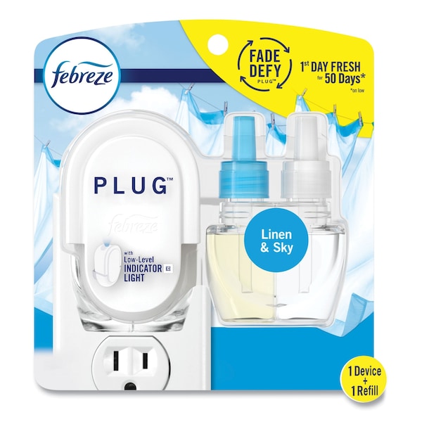 Febreze PLUG Air Freshener Warmer Start Kit, 6.54 x 2.99 x 5.98, Clear/White, 4PK - 80336027