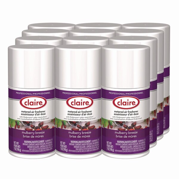 Claire Metered Air Freshener, Mulberry Scent, 7 oz Aerosol Spray, 12PK - 1000003935
