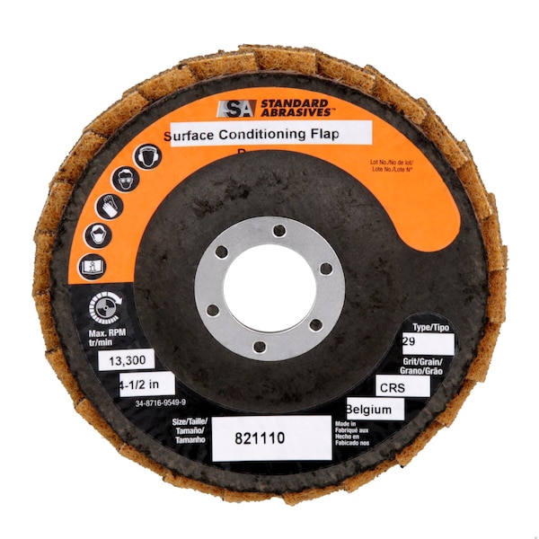 Standard Abrasives Flap Disc, Surf Cond, 4-1/2x7/8 Med, PK50 - 7000121833

Disco de Aletas Standard Abrasives, Condición para Superficie, 4-1/2x7/8 Med, Paquete con 50 piezas - 7000121833