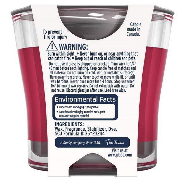 Scrubbing Bubbles Glade Red Apple Cinnamon Scent Jar Air Freshener Candle 3.4 oz - 76947