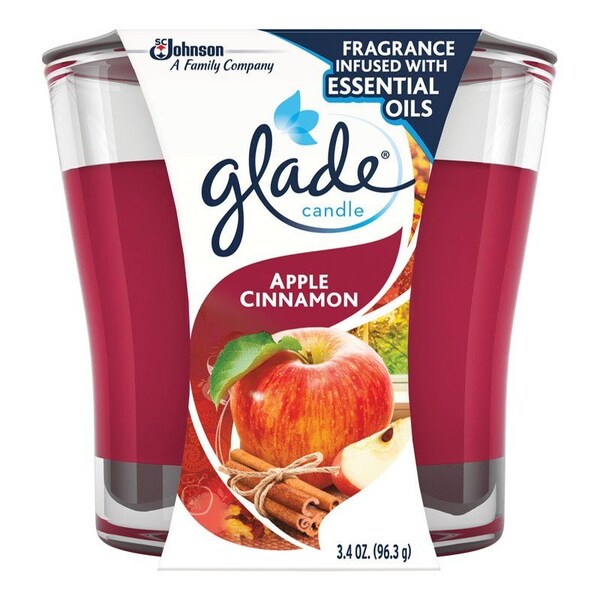 Scrubbing Bubbles Glade Red Apple Cinnamon Scent Jar Air Freshener Candle 3.4 oz - 76947