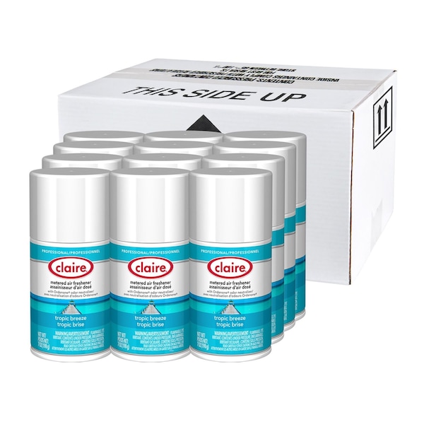 Claire Metered Air Freshener, 7 oz Aerosol Spray, Tropic Breeze, 12PK - 1000003936