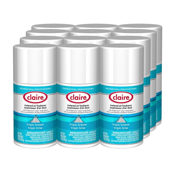 Claire Metered Air Freshener, 7 oz Aerosol Spray, Tropic Breeze, 12PK - 1000003936
