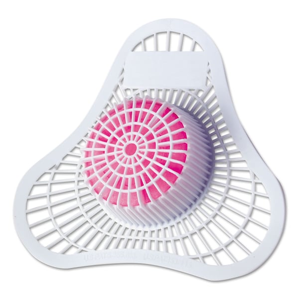 Hospeco Health Gards Urinal Screen w/Non-Para Block, White/Pink, Cherry, PK12 - 1901