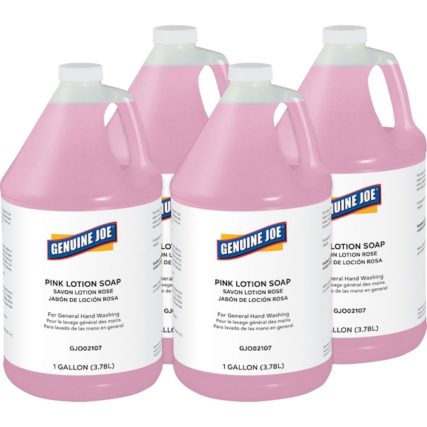 Genuine Joe Hand Soap, Lotion, Jug, 1 gal, Pink, 4 Pack - GJO02107CT