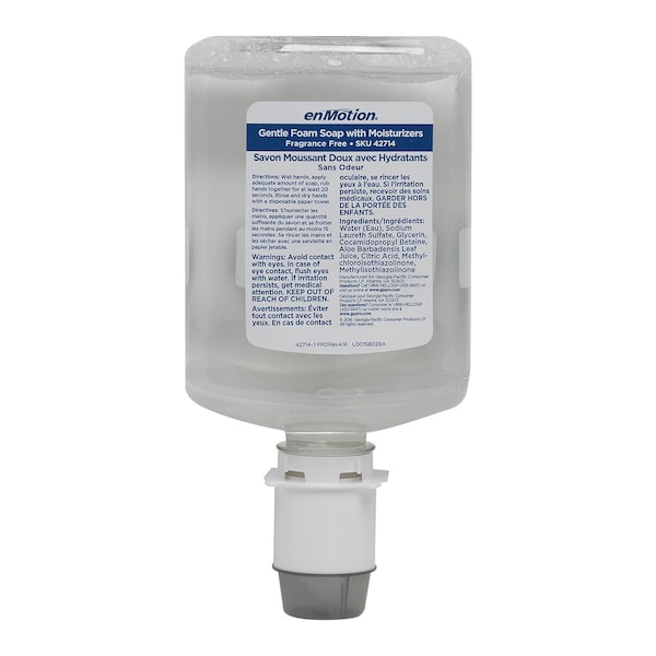 Georgia-Pacific enMotion Foam Hand Soap Cartridge, 1,200 mL, Fragrance Free, 2 Pack - 42714