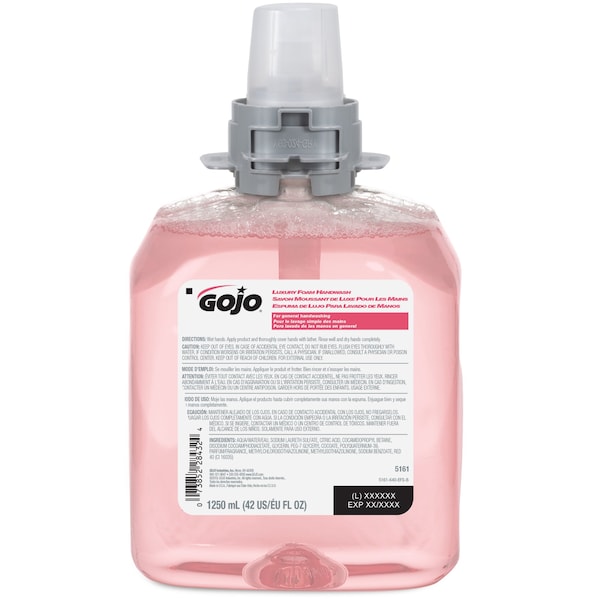 Gojo Hand Soap, Foam, FMX-12 Cartridge, 1,250 ml, Cranberry Fragrance, Pink, 4 Pack - 5161-04