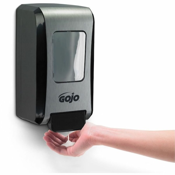 Gojo FMX-20 2000mL Foam Soap Dispenser, Push-Style, Chrome/Black - 5271-06