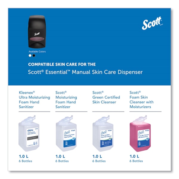 Scott Manual Skin Care Dispenser, 1000 mL, 5" x 5.25" x 8.38", Black - KCC 92145