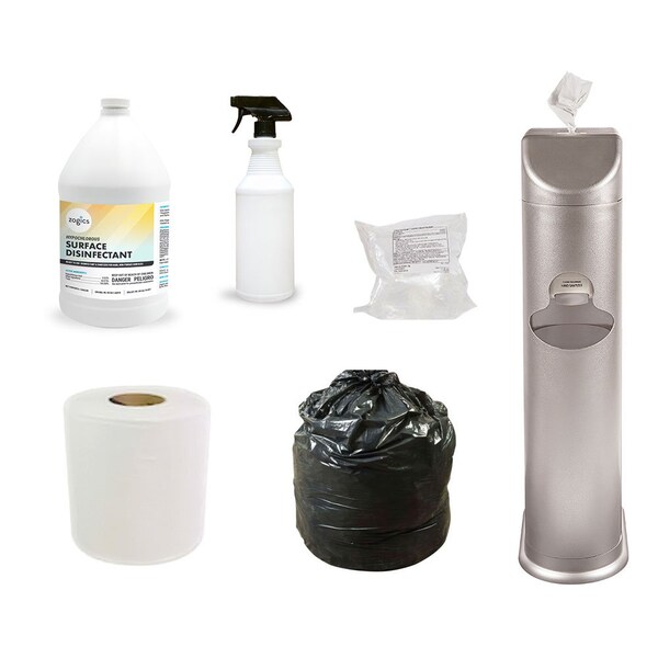 Zogics All-In-One Dry Wipes Disinfection Starter Kit, Black - TCS-B-83003-BUNDLE