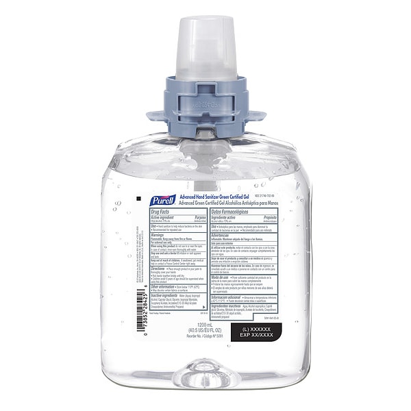 Purell Hand Sanitizer, Cartridge, Gel, 1200mL, PK4, Hygiene Series: FMX - 5091-04