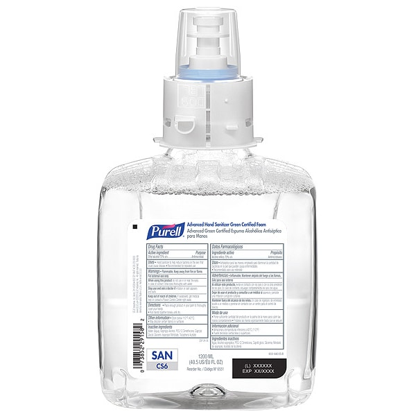 Purell Hand Sanitizer, CS6 Series, Foam, Cartridge, 1,200 mL, Requires Dispenser, 6520-01, 2 PK - 6551-02