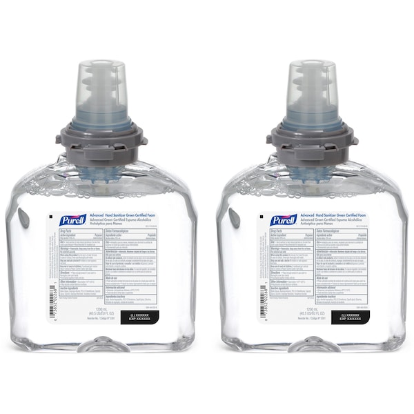 Purell Foam Refill, f/PURELL TFX Dispensers, 1200ml, Clear, PK 2 - GOJ539102