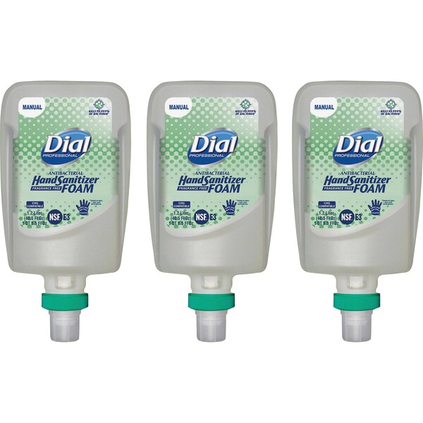 Dial FIT Antimicrobial Foam Hand Sanitizer Manual Disp Refill, 1200 mL, PK3 - 19038