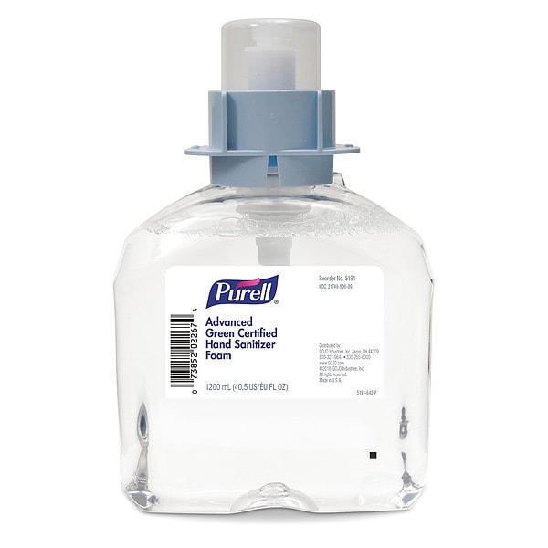 Purell Hand Sanitizer, Cartridge, Foam, 1200mL, PK4 - 5191-04
