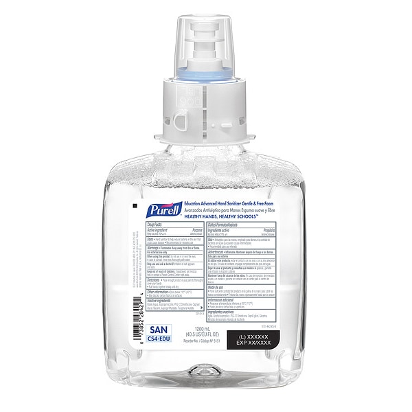 Purell Hand Sanitizer, Cartridge, Foam, 1200mL, PK4 - 5151-04