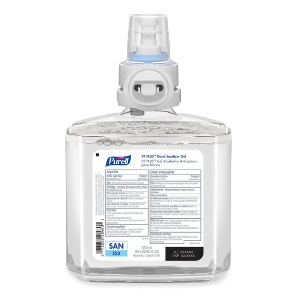 Purell VF PLUS Hand Sanitizer Gel, 1,200 mL Refill Bottle, Fragrance-Free, For ES8 Dispensers, PK2 PK - 7099-02