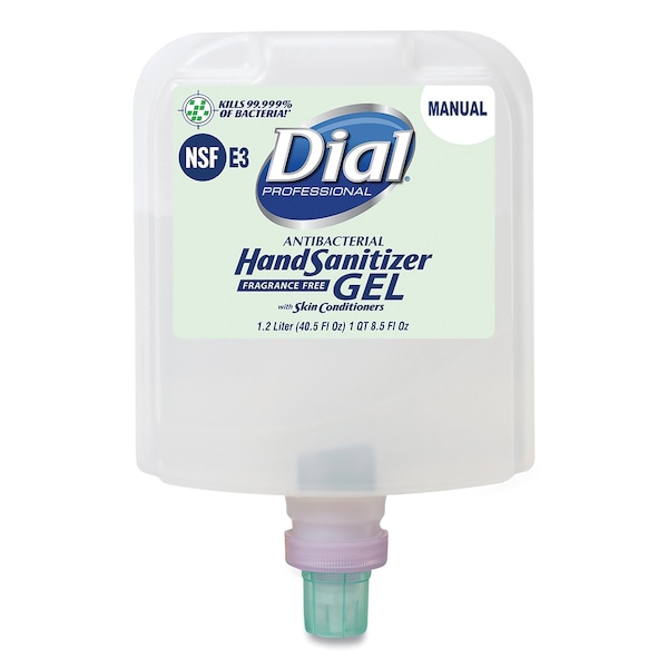 Dial Professional Antibacterial Gel Hand Sanitizer Refill for Dial 1700 Dispenser, 1.2 L Refill, Fragrance-Free, 3PK - 19708