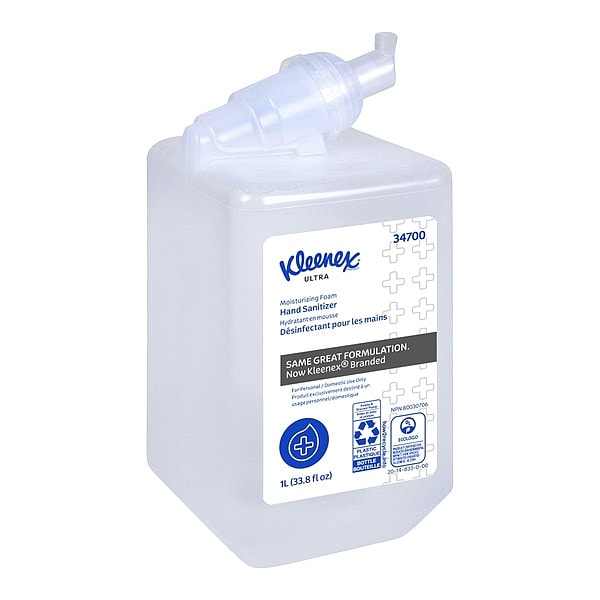Kimberly-Clark Professional Ultra Moisturizing Foam Hand Sanitizer, 1.0 L Refills for Scott Essential Manual Dispensers (6) - 34700
