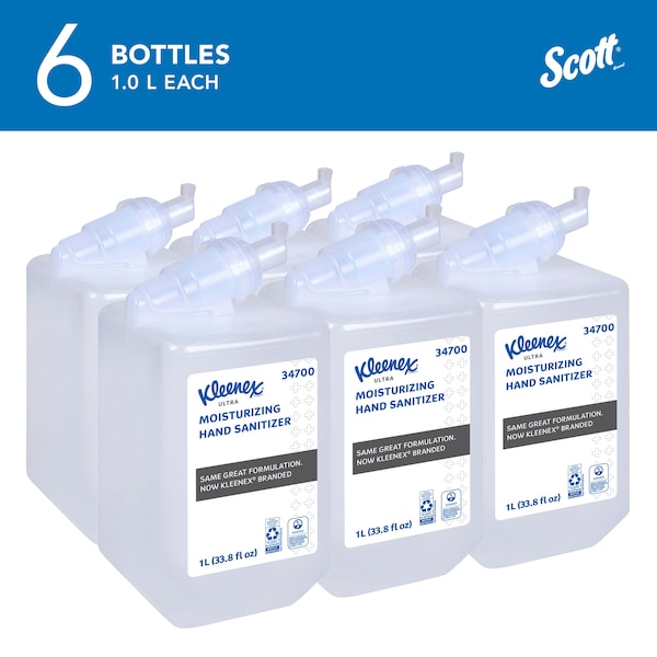 Kimberly-Clark Professional Ultra Moisturizing Foam Hand Sanitizer, 1.0 L Refills for Scott Essential Manual Dispensers (6) - 34700