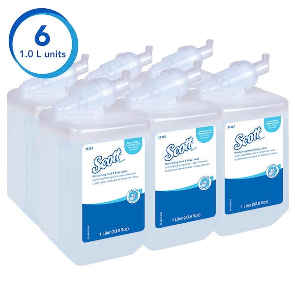 Kimberly-Clark Professional Moisturizing Hand & Body Lotion (35362), 1.0 L Bottles, White, Fresh Fragrance, 1 Bottle - 35362