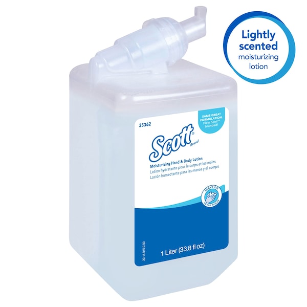 Kimberly-Clark Professional Moisturizing Hand & Body Lotion (35362), 1.0 L Bottles, White, Fresh Fragrance, 1 Bottle - 35362