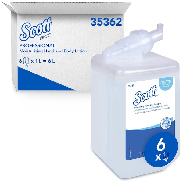 Kimberly-Clark Professional Moisturizing Hand & Body Lotion (35362), 1.0 L Bottles, White, Fresh Fragrance, 1 Bottle - 35362