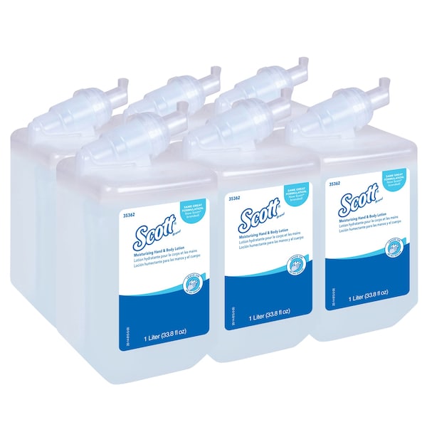 Kimberly-Clark Professional Moisturizing Hand & Body Lotion (35362), 1.0 L Bottles, White, Fresh Fragrance, 1 Bottle - 35362
