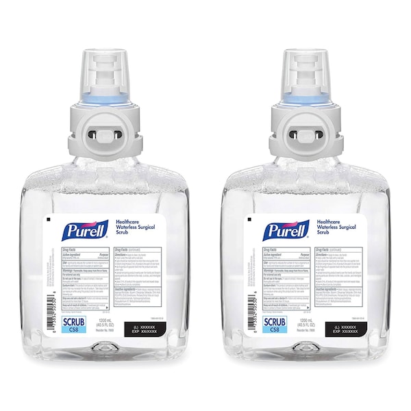 Purell Waterless Surgical Scrub Gel Hand Sanitizer, 1200 mL Refill, Fragrance-Free, For CS-8 Dispenser, 2PK - 7869-02