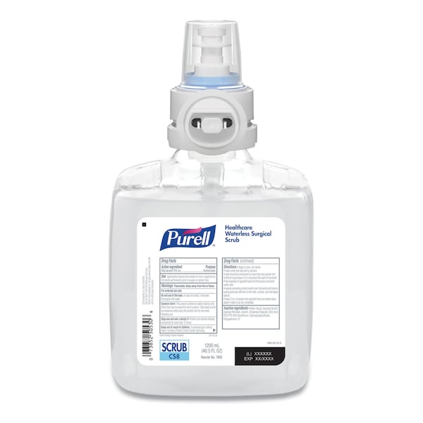 Purell Waterless Surgical Scrub Gel Hand Sanitizer, 1200 mL Refill, Fragrance-Free, For CS-8 Dispenser, 2PK - 7869-02