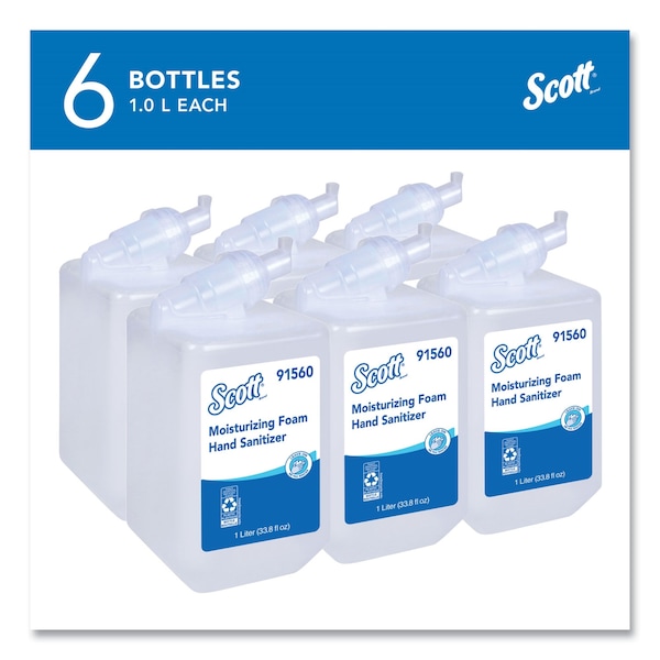 Scott Pro Moisturizing Foam Hand Sanitizer, 1000mL, Clear, PK6 - 91560